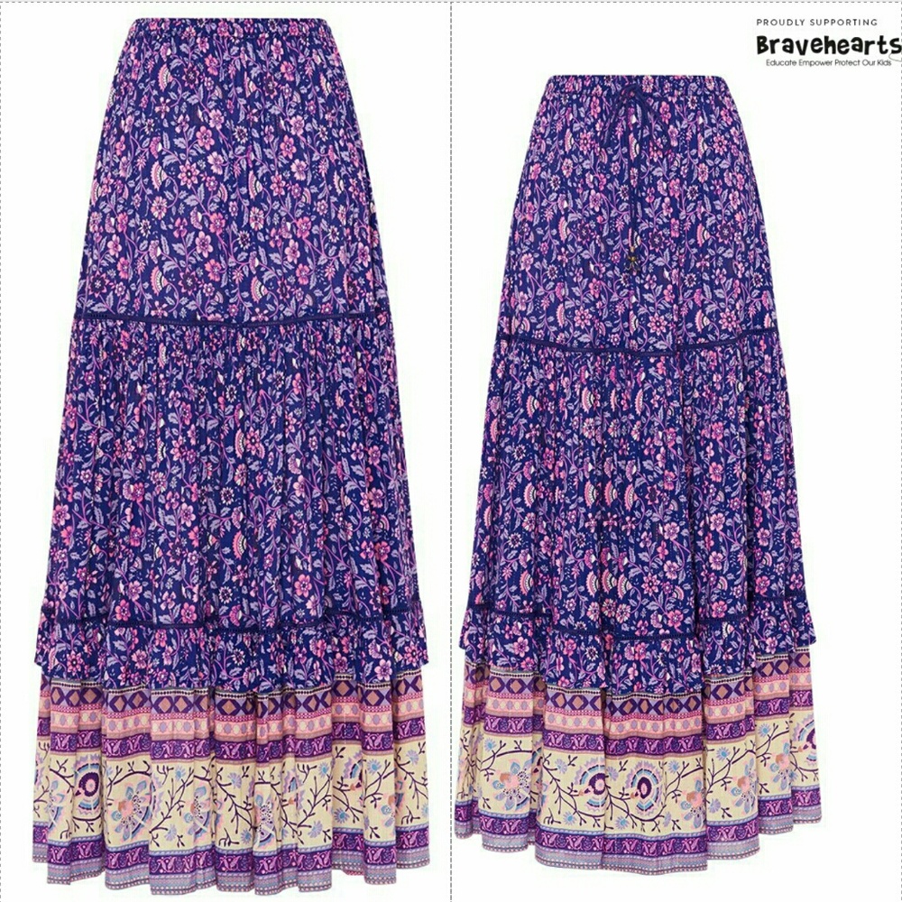 Spell Bravehearts dahlia maxi skirt purple haze M - Picture 3 of 8